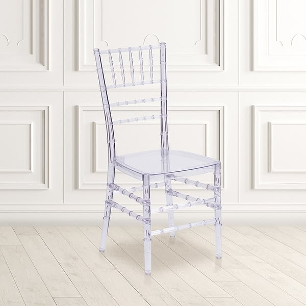 Delacora Elegance 16" Wide Crystal Ice Ghost Stacking Chiavari Chair